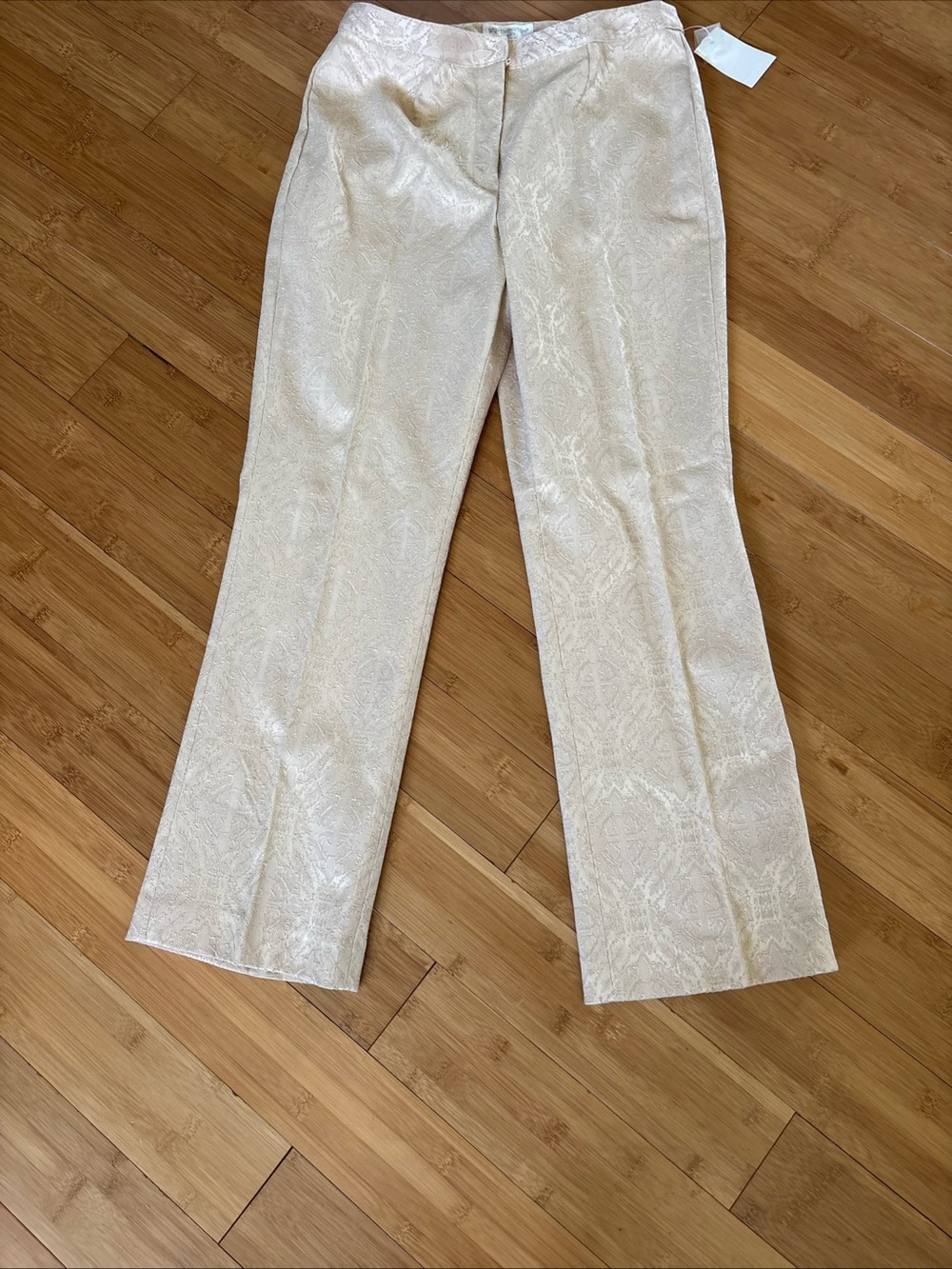 Worthington Women's Straight Leg Pants in Cream Brocade